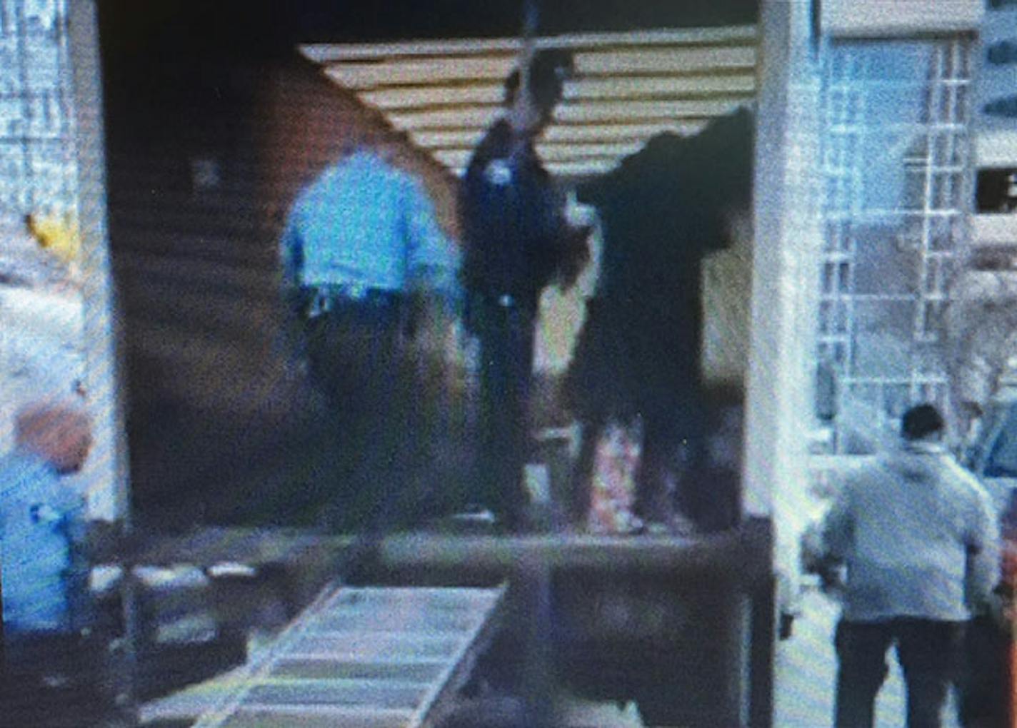 This screen grab from video shows the suspect being arrested.