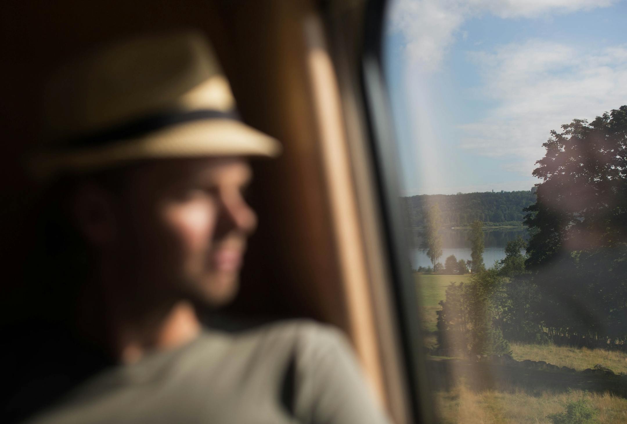 The Stockholm-to-Copenhagen train speeds past fields and forests. MUST CREDIT: Photo for The Washington Post by Rebecka Uhlin
