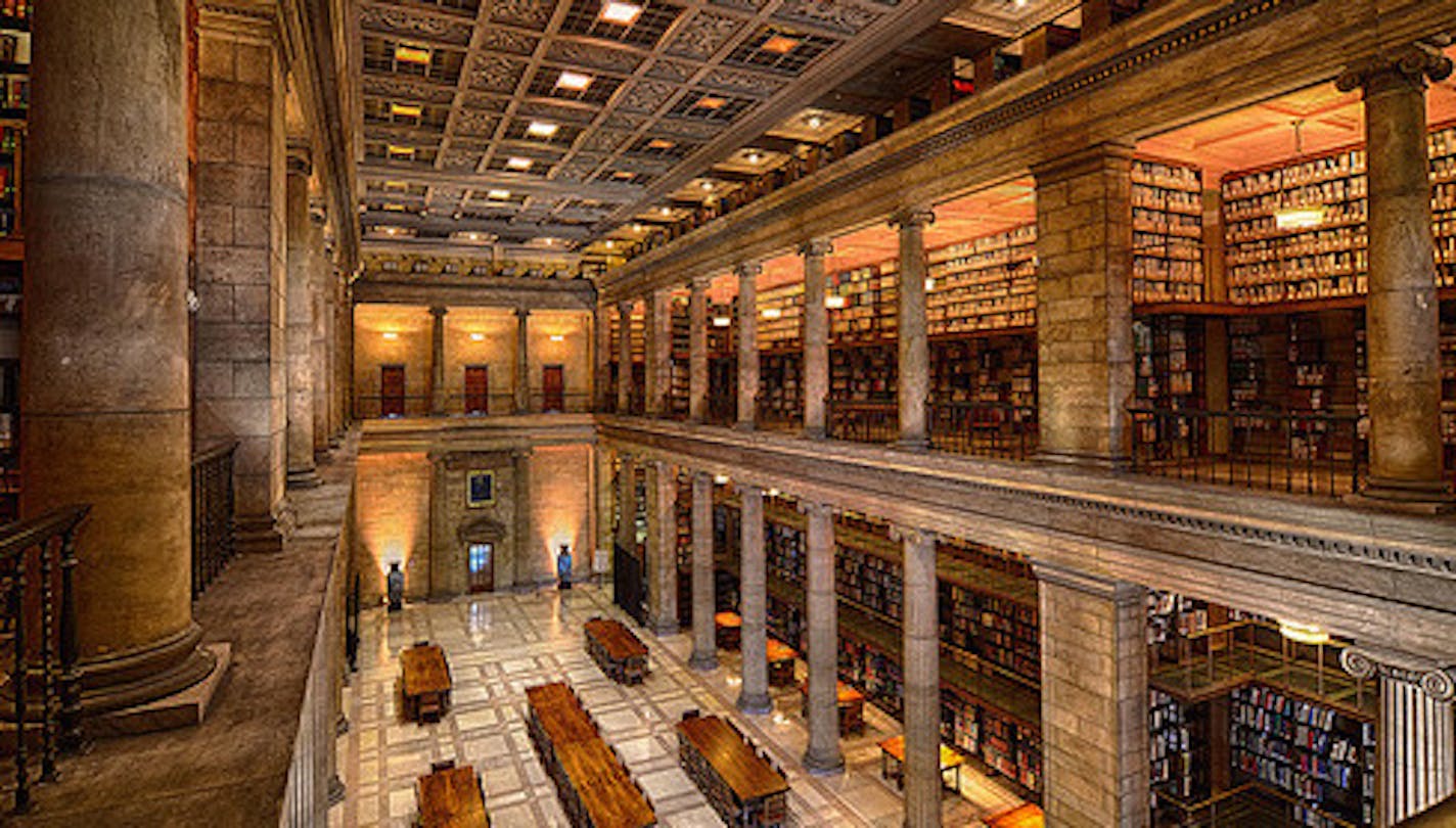 The James J. Hill Reference Libarary in St. Paul, which opened in 1921, It was named the "greatest historical treasure" among the nation's libraries in a national photo contest.