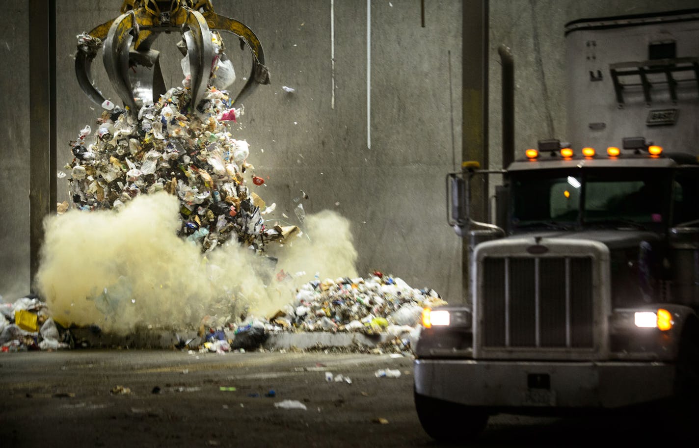 The Hennepin Energy Recovery Center (HERC) is a waste-to-energy facility that burns garbage to generate energy. Operators fluff the garbage to make it easier to burn.