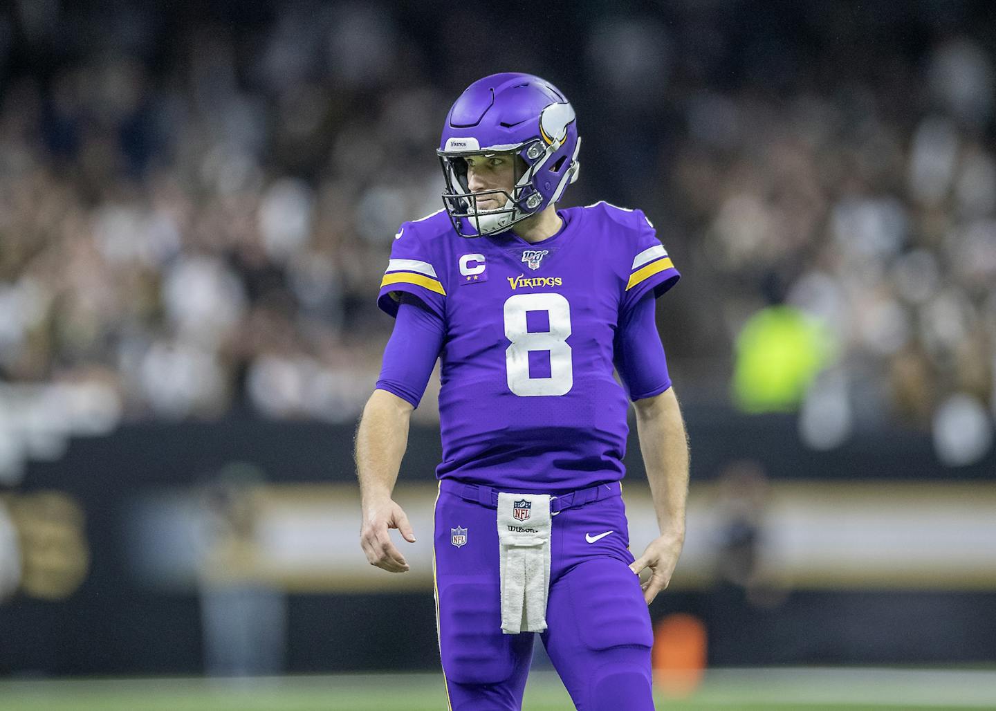 Vikings quarterback Kirk Cousins looked over the field during the second quarter of Sunday's game at New Orleans."It's a tough environment, but you also understand that and train for it."