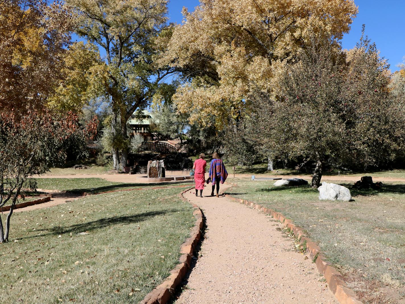 Resort guests stroll through the walking paths in the design of a medicine wheel, a sacred Native American symbol. (Jean Hopfensperger)