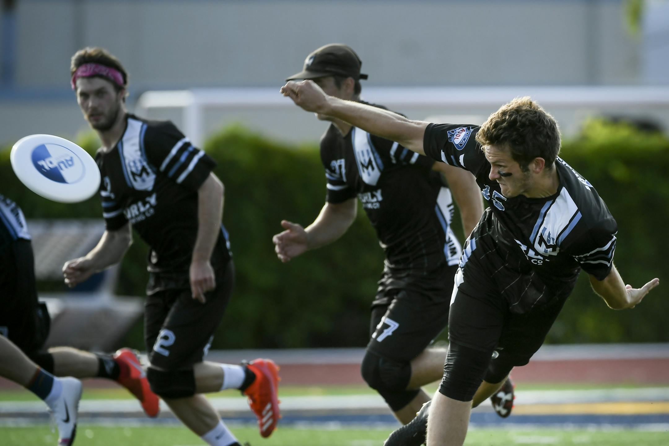 The Minnesota Wind Chill's Kristian Johnson pulled the disc to the Buzz Bullets' offense after Minnesota scored a point during Wednesday night's match.