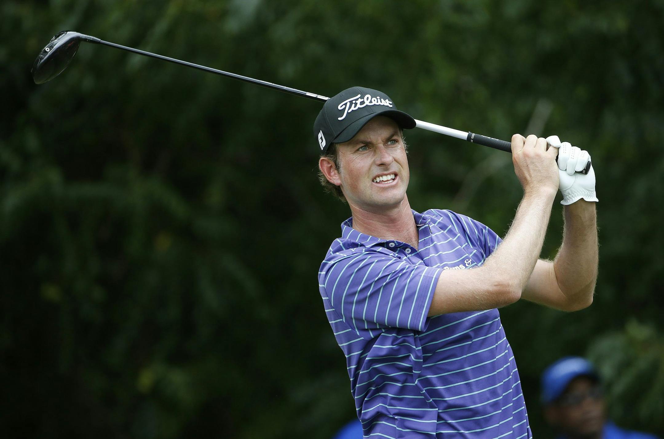 Webb Simpson hits from the 6th tee during the third round of the Dean & DeLuca Invitational at Colonial Country Club in Fort Worth, Texas, on Saturday, May 27, 2017. (Paul Moseley/Fort Worth Star-Telegram/TNS)