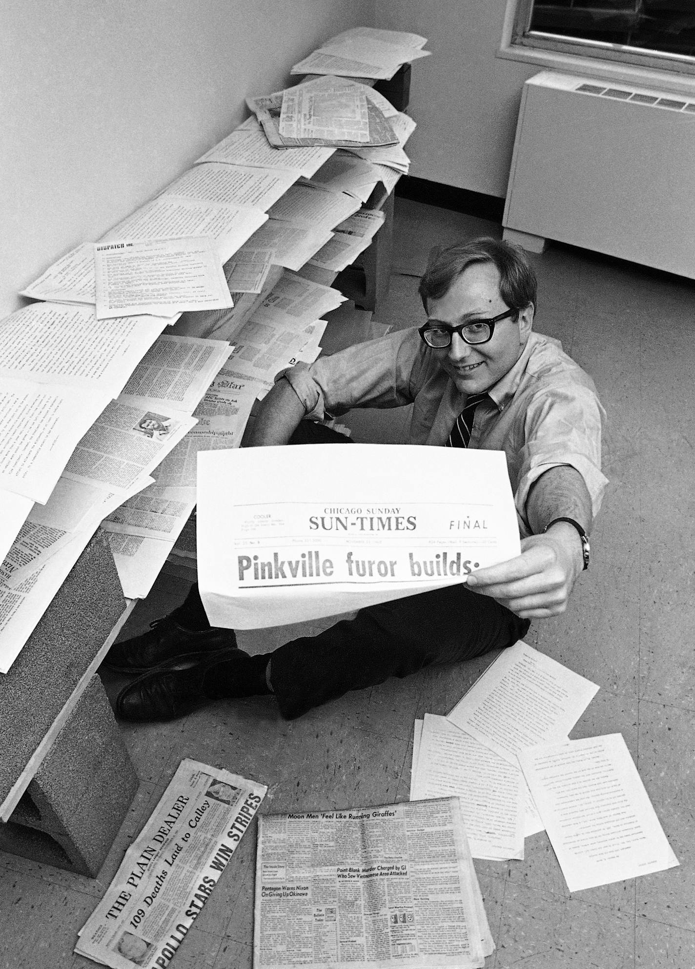 Seymour M. Hersh sits in the furnitureless office of Dispatch News Service in Washington, May 4, 1970, after being awarded the Pulitzer Prize for international reporting. Hersh disclosed the alleged massacre of Vietnamese civilians at My Lai. (AP Photo/Bob Daugherty) ORG XMIT: APHS211411