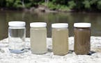 Using tap water as a basis for comparison, far left, Minnesota River basin samples showed a 50% reduction in sediment, second from left; average sedim