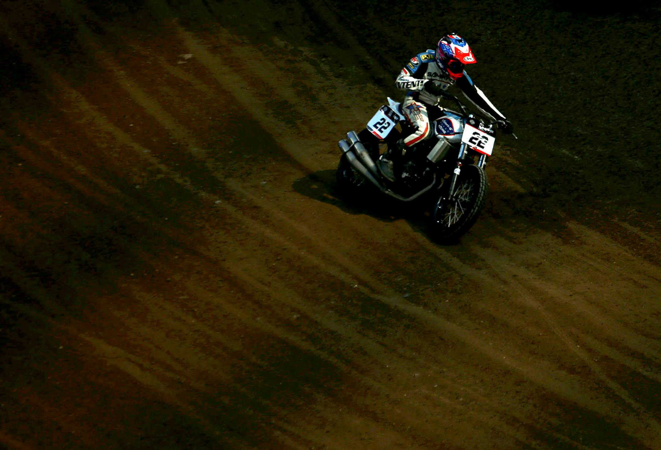 Mark Atkins turns the corner in the first round of hooligan racing at the X Games on Sunday.