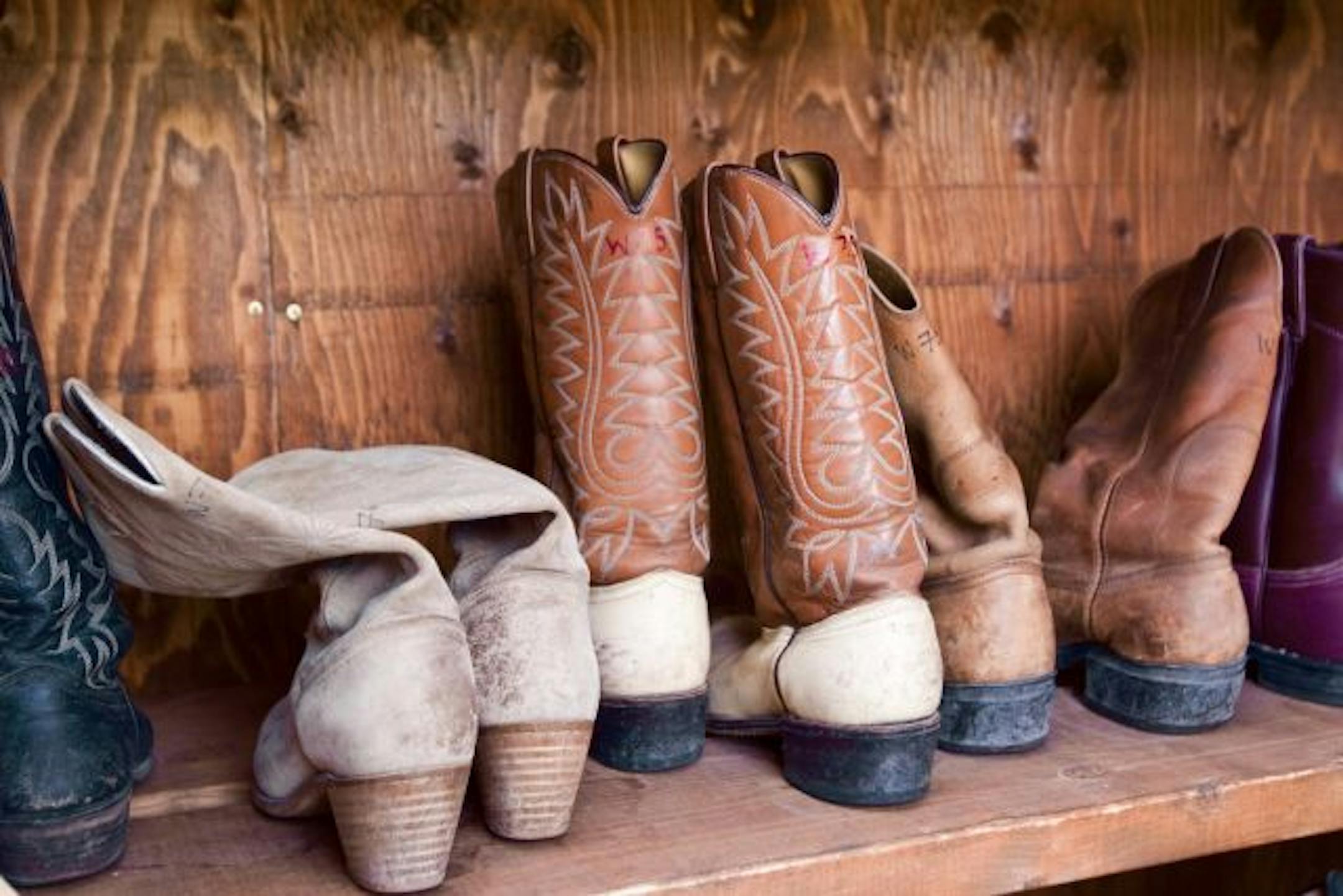 Cowboy boots on loan at Smith Fork Ranch.