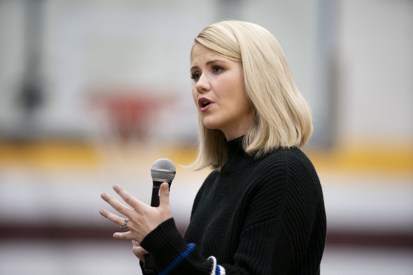 Elizabeth Smart, who was kidnapped at the age of 14 and held for nine months, spoke at a town hall forum Friday night at Barron High School.