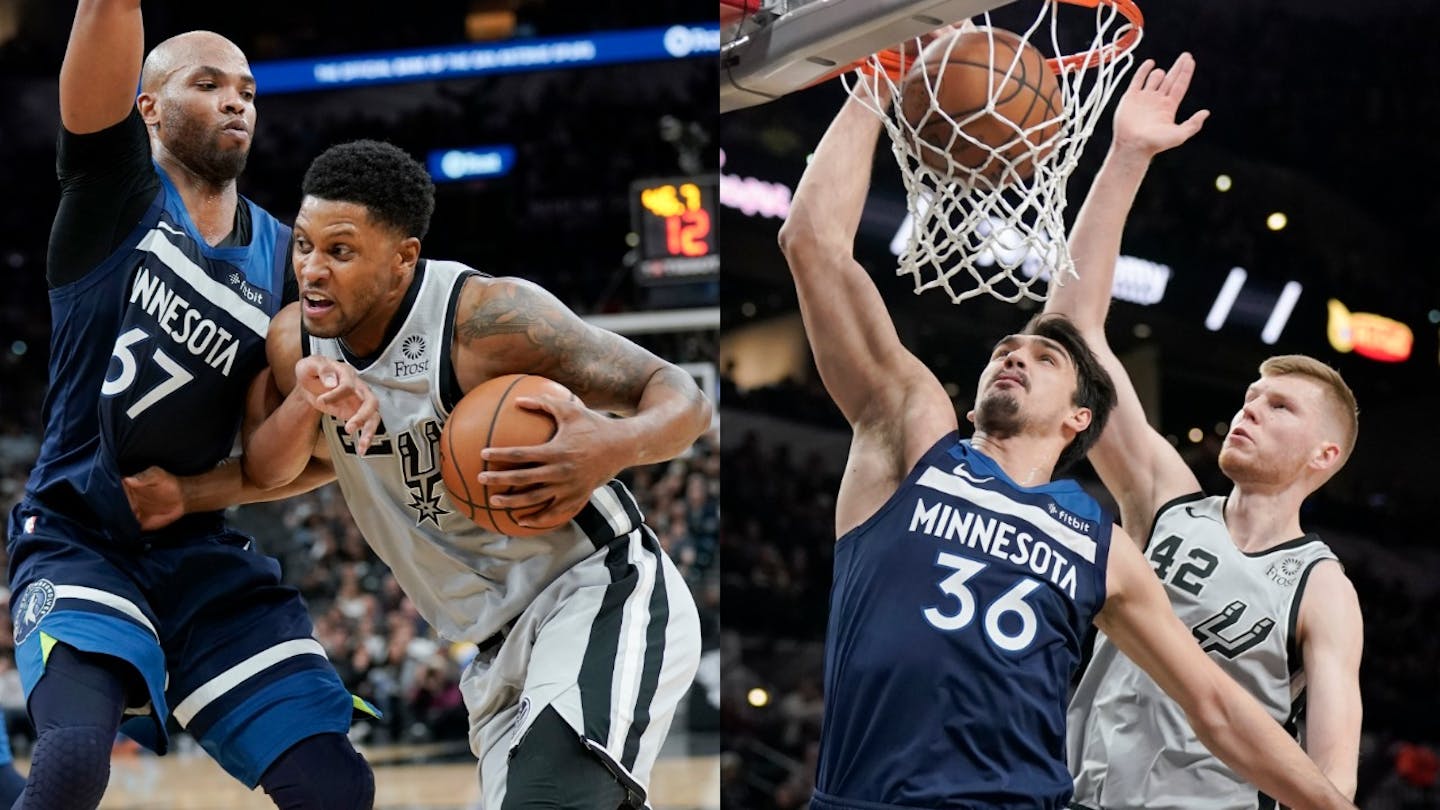 Whether Taj Gibson (67) or Dario Saric (36) is on the floor, it doesn't much matter to Wolves coach Tom Thibodeau, who has complete confidence in either player when they're out there manning the power forward spot.