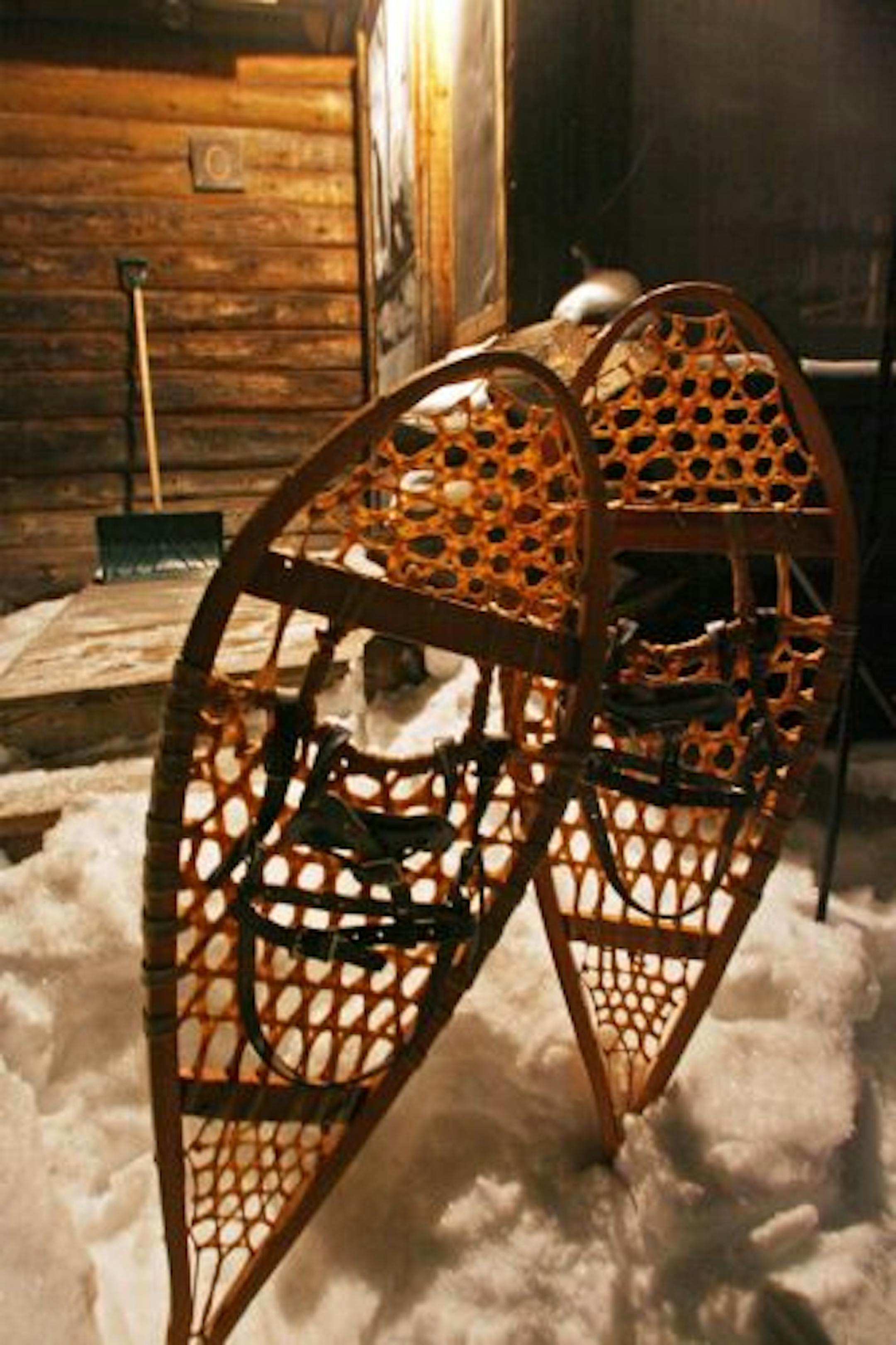 Snowshoe trail abound along the north shore and in Tettegouche State Park where these shoes sat next to a remote cabin in the park.