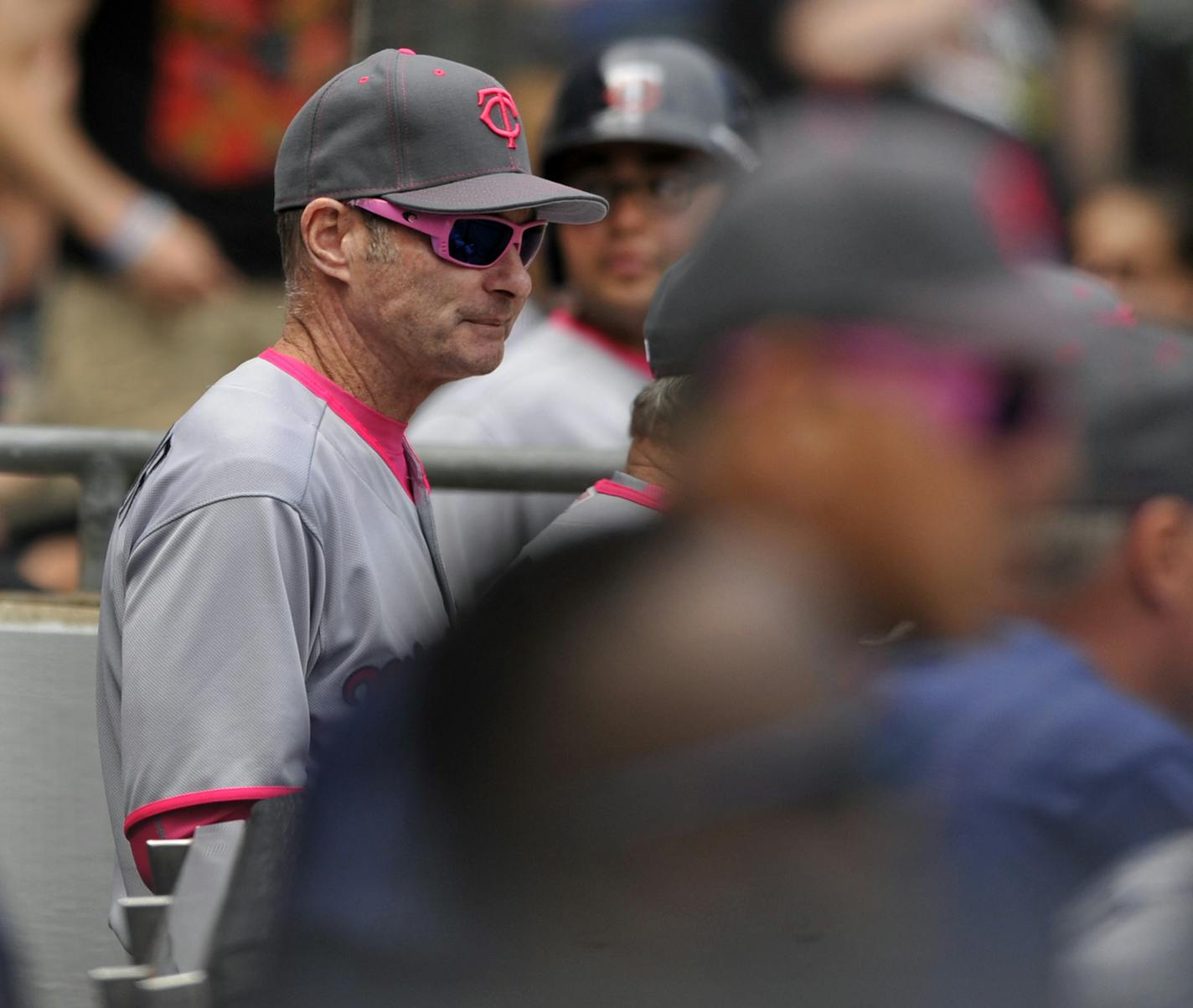 Minnesota Twins manager Paul Molitor looks on from the dugout during the eighth inning of a baseball game against the Chicago White Sox, Sunday, May 8, 2016, in Chicago. (AP Photo/Paul Beaty)