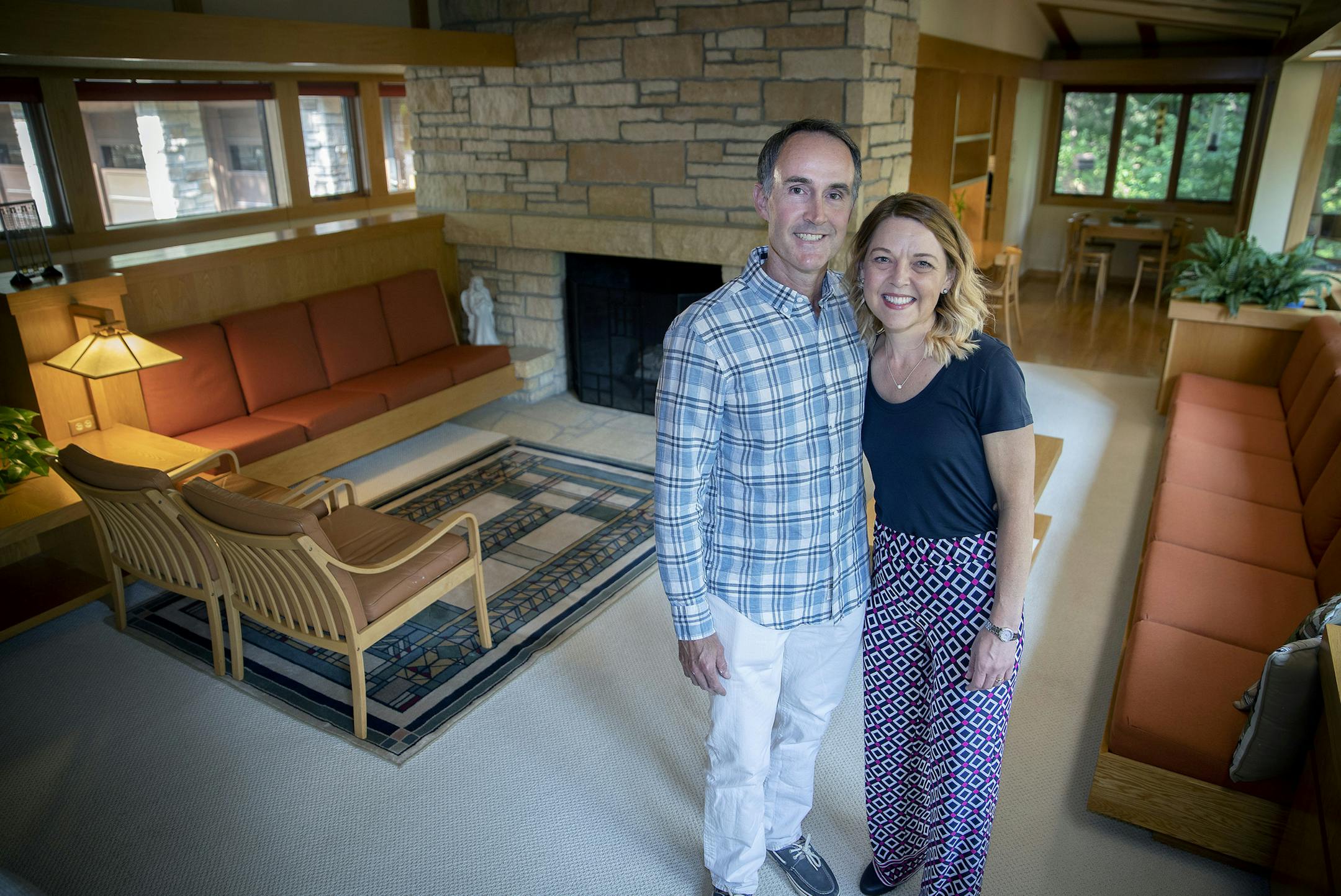 Jeff and Angela Parsons were all smiles in their new architect-designed house, Wednesday, August 15, 2018 in Inver Grove Heights, MN.