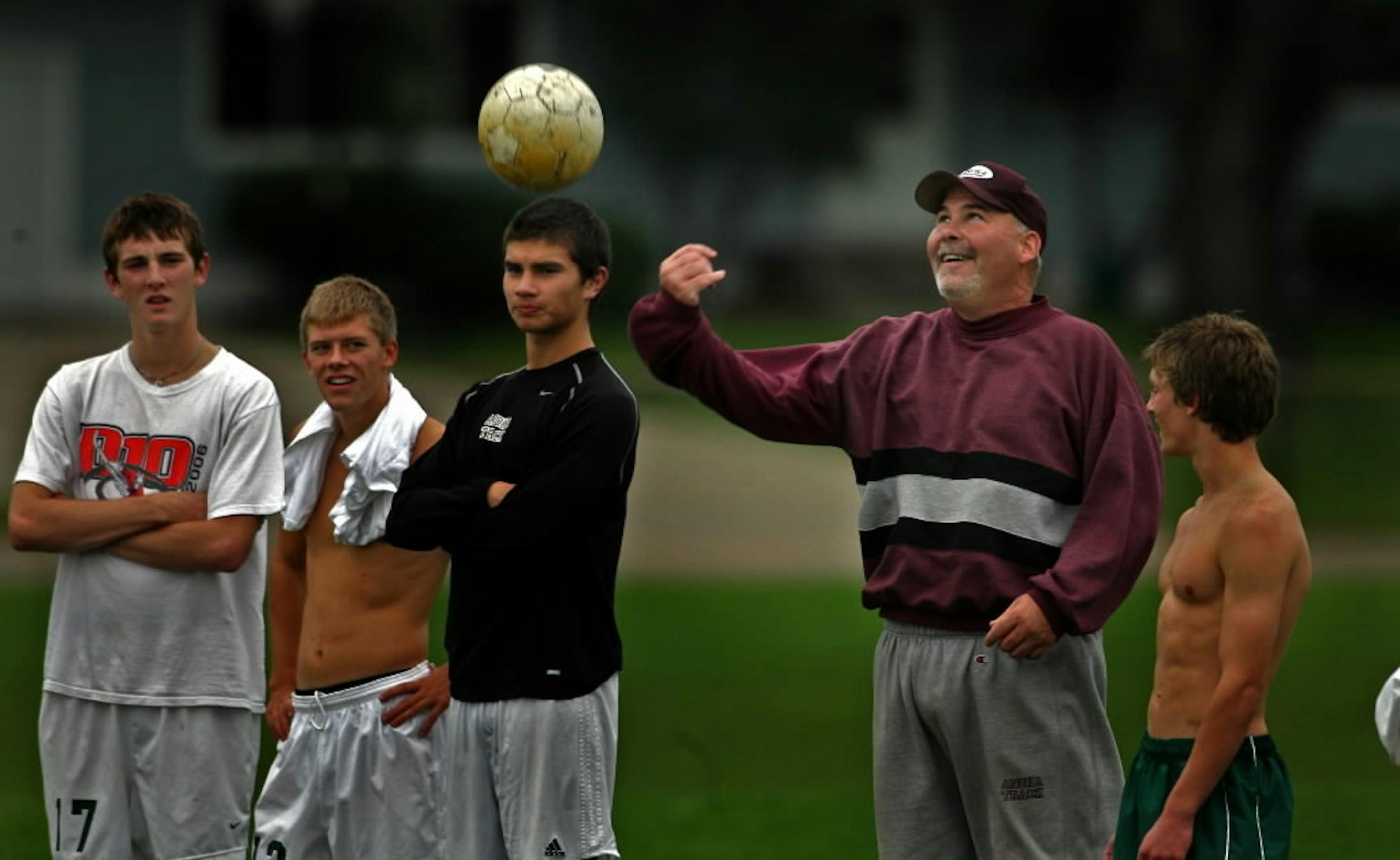Anoka coach Pete Hayes, shown making a point in practice in 2007, earned his 300th career coaching victory earlier this season. Star Tribune file photo