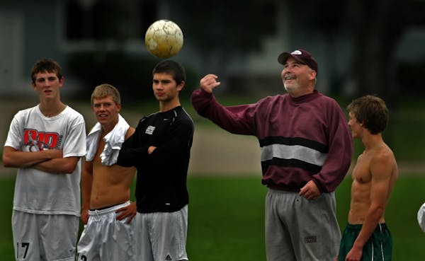 Anoka coach Pete Hayes, shown making a point in practice in 2007, earned his 300th career coaching victory earlier this season. Star Tribune file phot