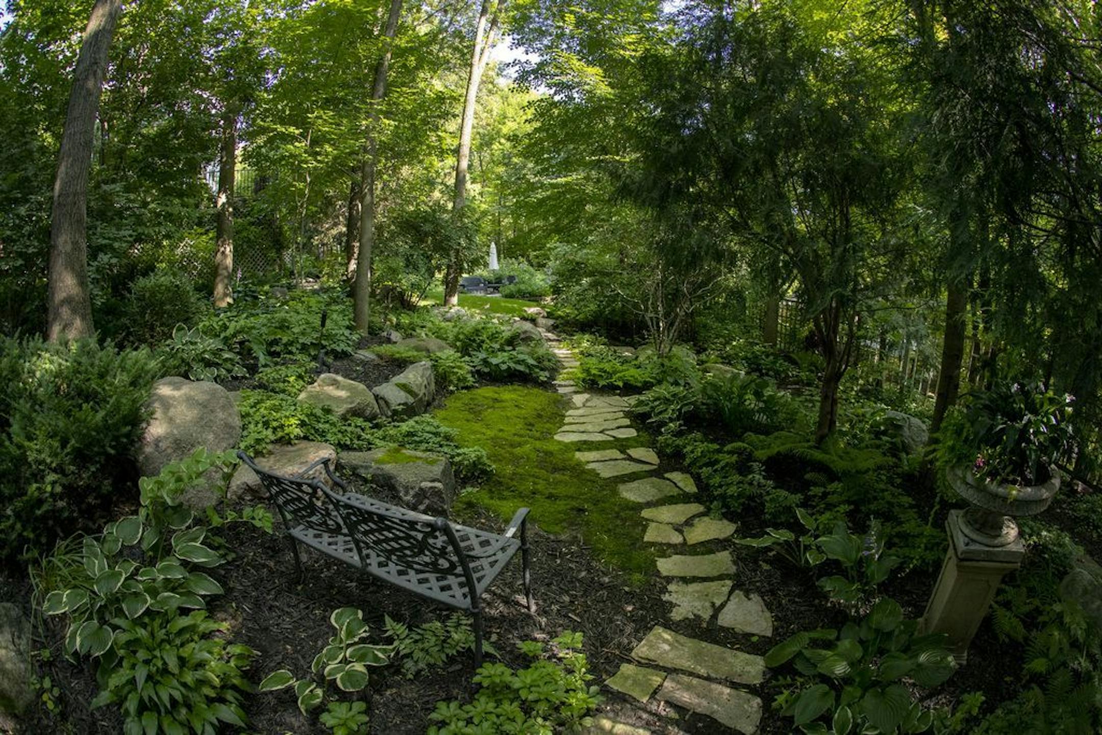 Benches throughout the garden create spot to reflect.
