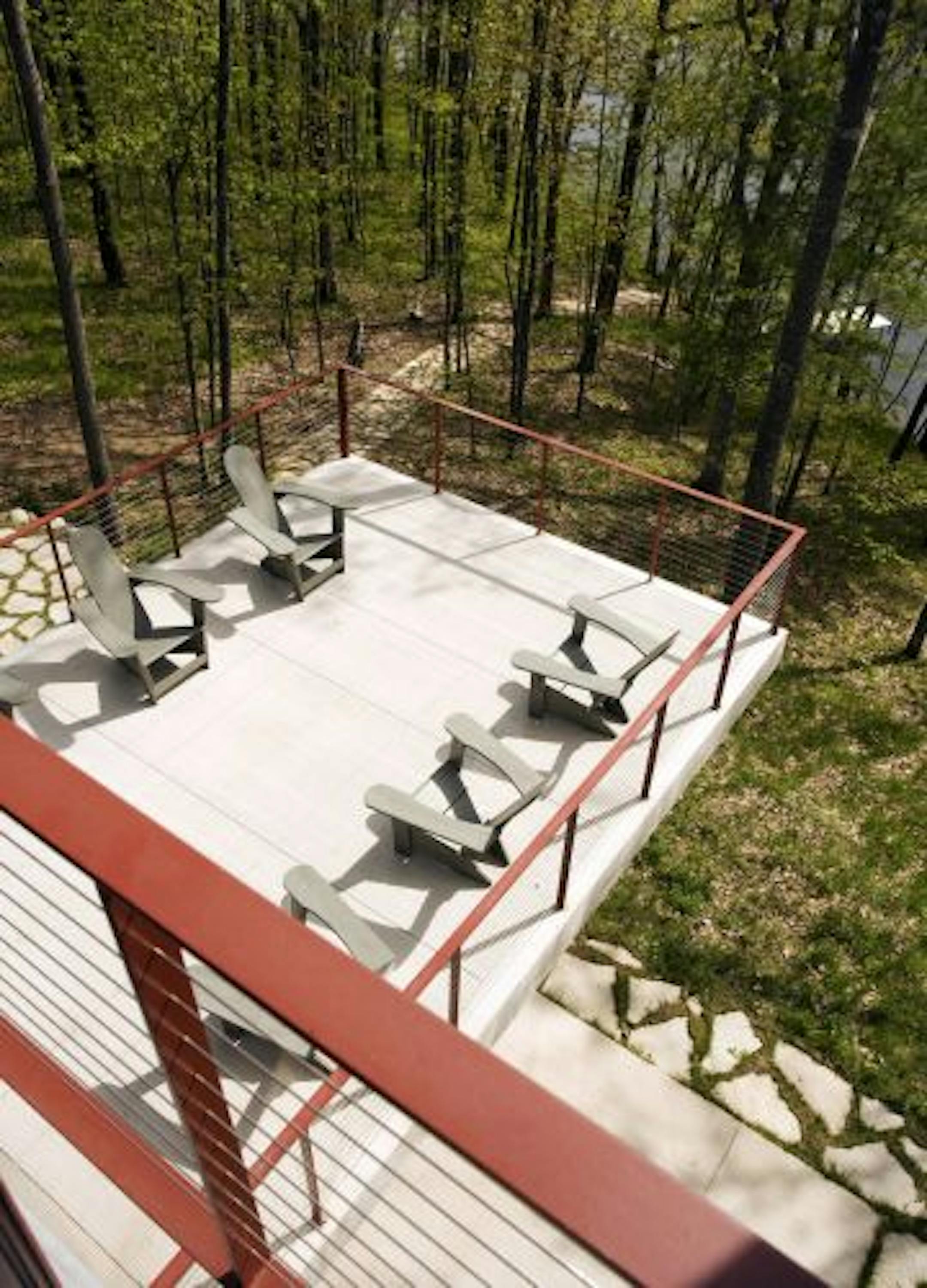 A view of the deck of a lake home in Cumberland, Wis., designed by SALA.