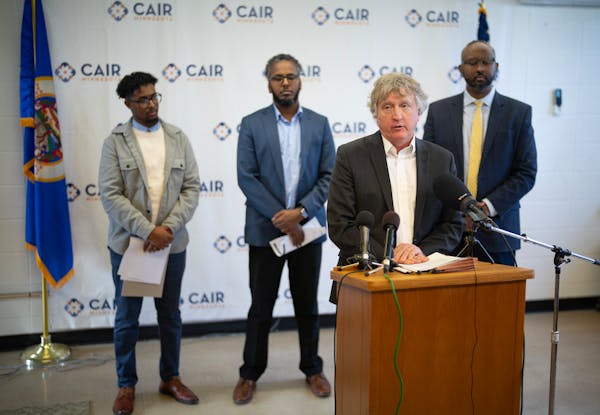 Minneapolis attorney Bruce Nestor spoke at a news conference at CAIR-Minnesota in Minneapolis Monday afternoon, November 27, 2023 to announce that a c