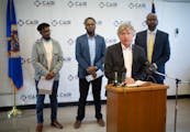 Minneapolis attorney Bruce Nestor spoke at a news conference at CAIR-Minnesota in Minneapolis Monday afternoon, November 27, 2023 to announce that a c
