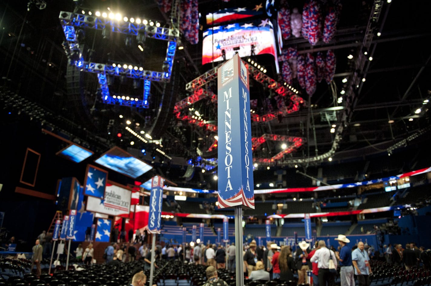 The Minnesota delegation and other Ron Paul supporting states received seating positions on the outskirts of the convention floor in Tampa. Monday August 27, 2012