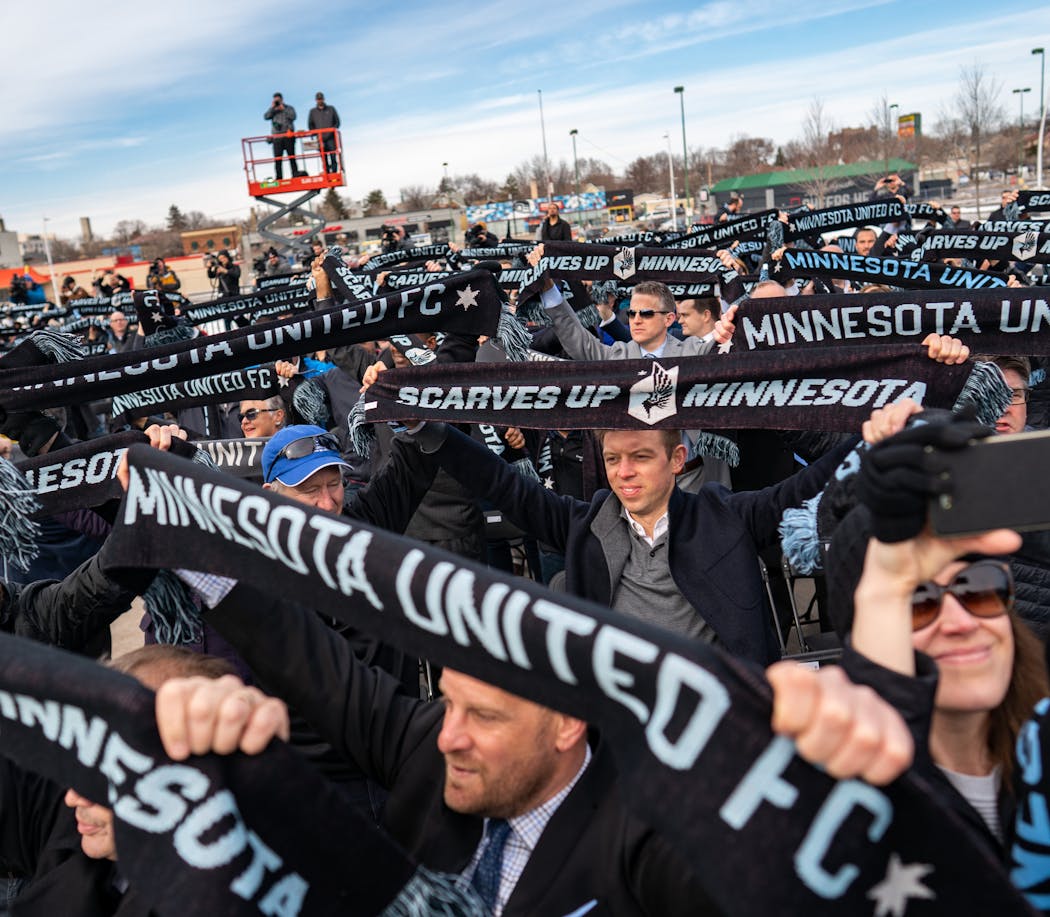 Allianz Field opened Monday with songs and hoisted scarves of fans in St. Paul. United FC will play its first home game April 13.