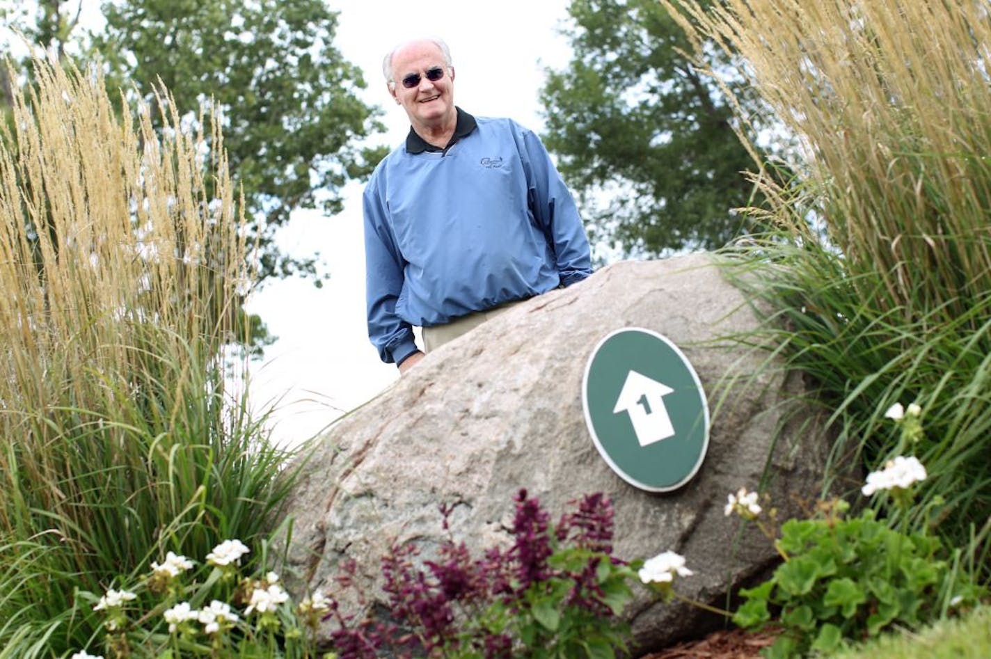 Five years ago, Jim Trudeau, former sheriff of Washington County, took over management of Castlewood Golf Course in Forest Lake. At the time the course was in poor shape and, due to dry grass on hard ground, was nicknamed "Castlerock." Trudeau has cleaned it up, given the greens new life, and run with the nickname. These stones from South Minnesota mark each green. Photographed September 16, 2011.