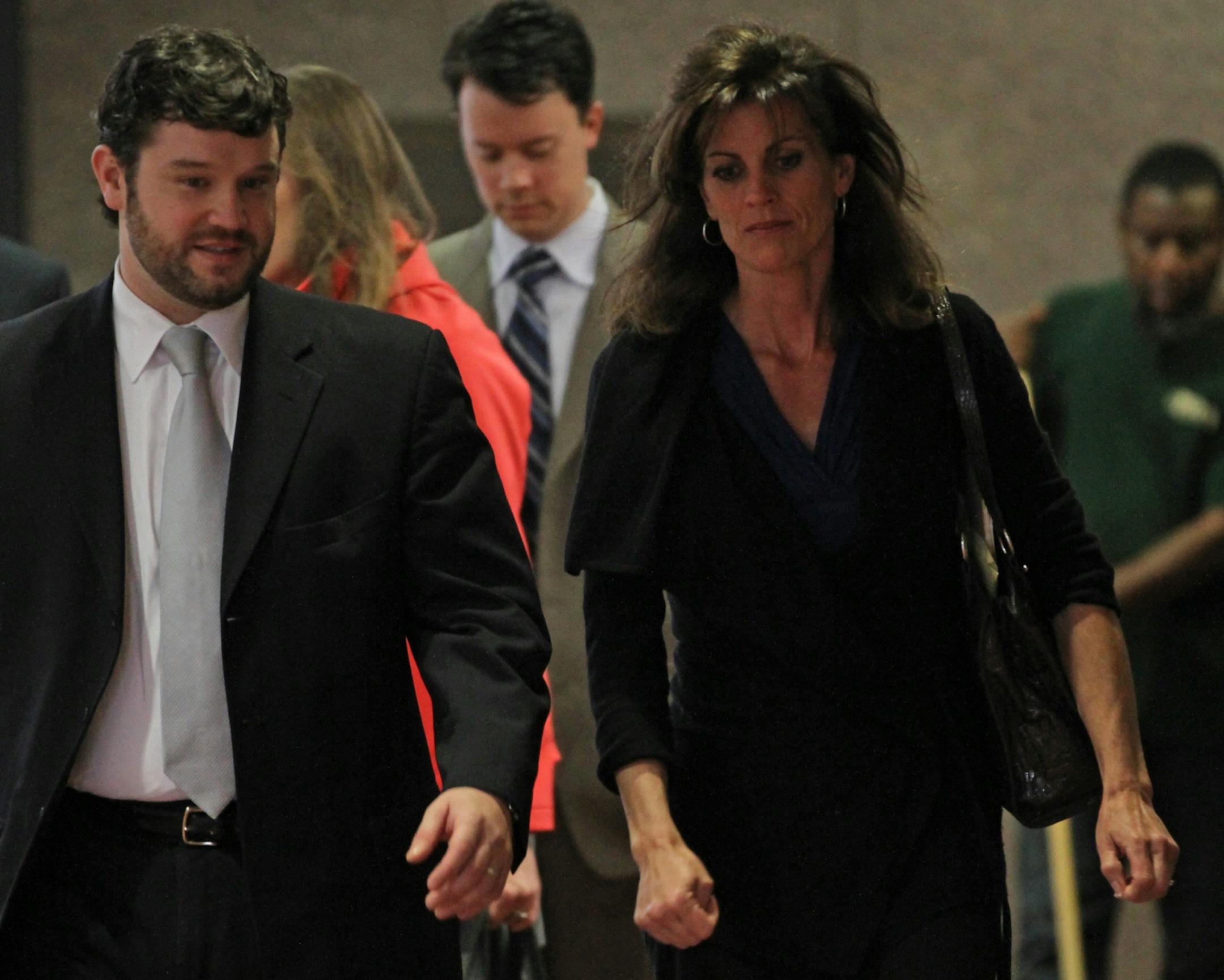 Amy Senser and her attorney, Eric Nelson, walked to the security screening entrance at the Hennepin County Government Center for the third day of her trial Wednesday.