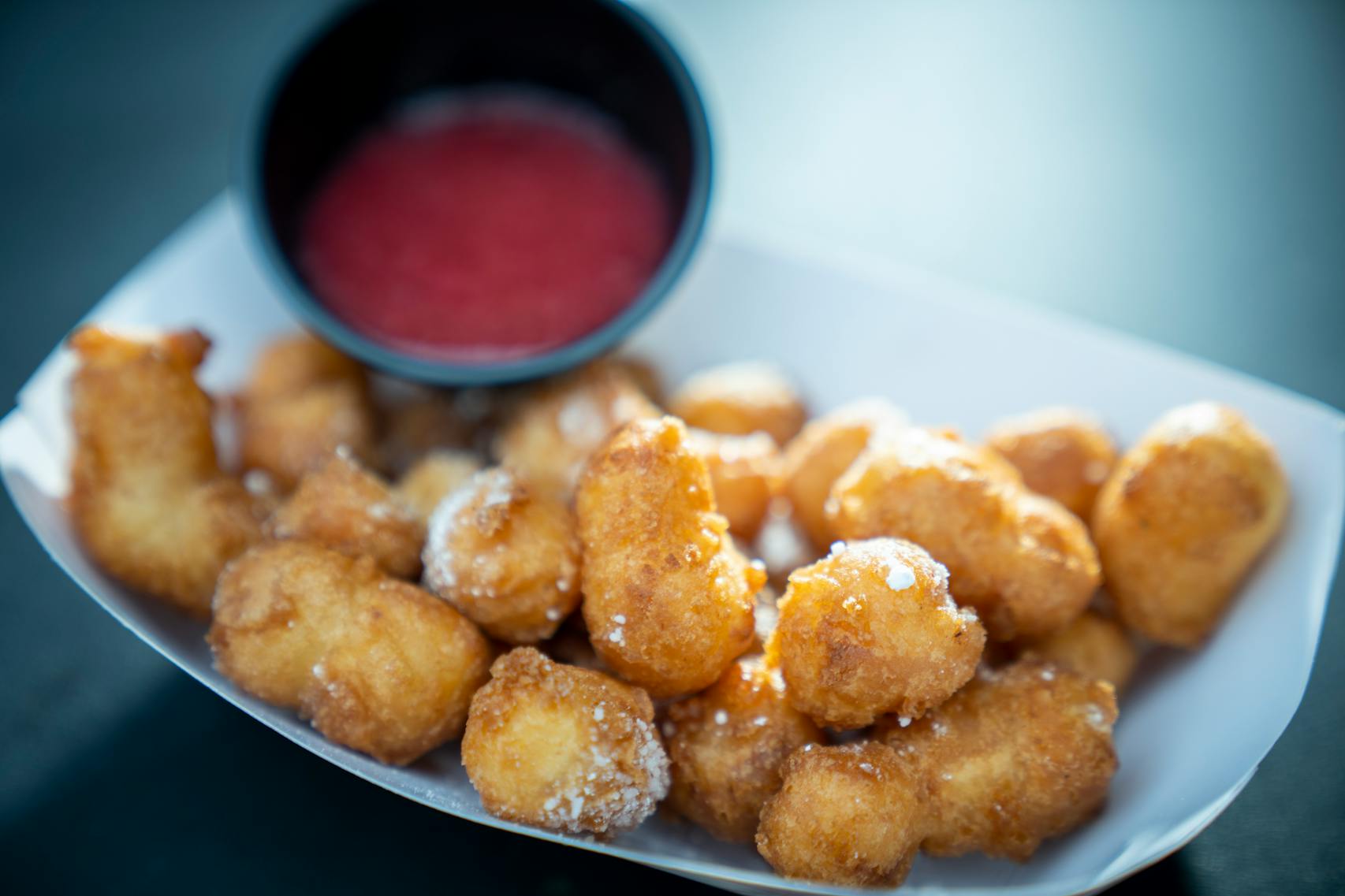 Cheesecake curds from Lulu’s Public House. The new foods of the 2023 Minnesota State Fair photographed on the first day of the fair in Falcon Heights, Minn. on Tuesday, Aug. 8, 2023. ] LEILA NAVIDI • leila.navidi@startribune.com
