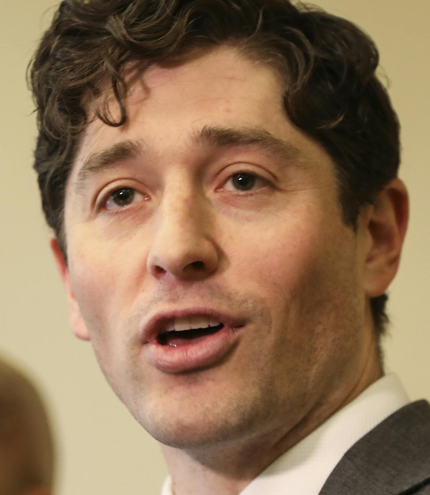 Mayor Jacob Frey spoke at a press conference where officials announced another series of body camera policy revisions, which they say are intended to boost transparency and accountability, at the University of Minnesota Urban Research and Outreach Center on April 4, 2018 in Minneapolis, Minn. ] RENEE JONES SCHNEIDER &#x2022; renee.jones@startribune.com