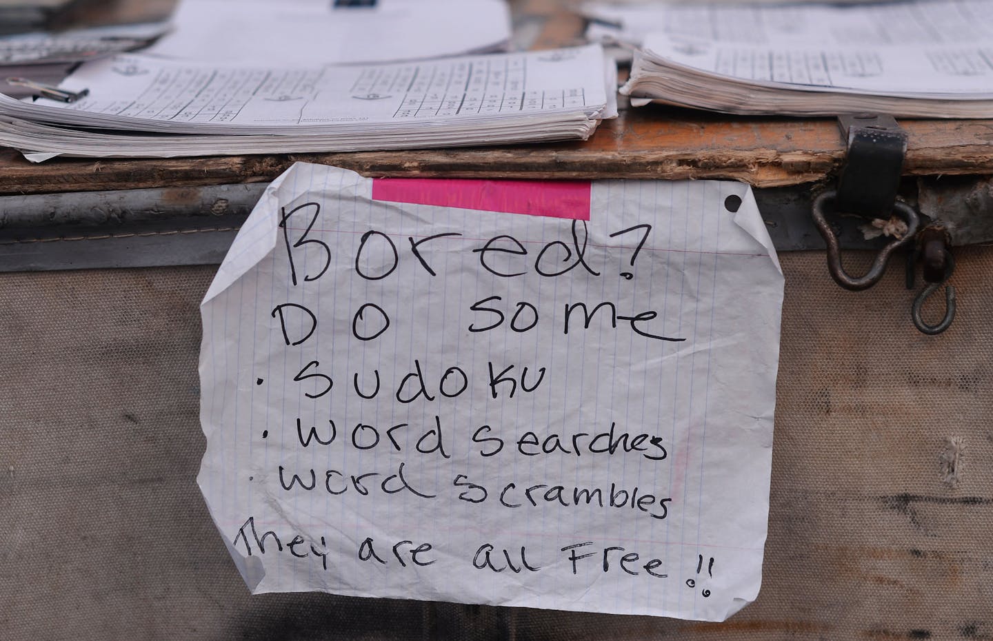 A sign in the "reverse daycare" tent for parents at Warped Tour in Shakopee, Minn., on Sunday July 26, 2015. ] RACHEL WOOLF &#xb7; rachel.woolf@startribune.com