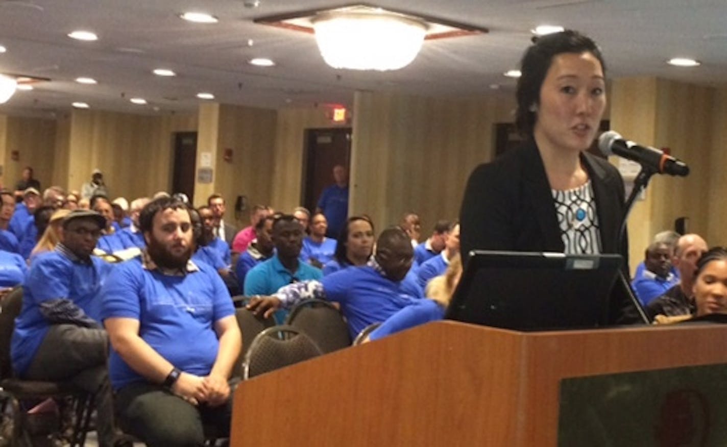 Carrol Chang, GM UberMN, spoke at a public hearing of a MAC subcommittee.