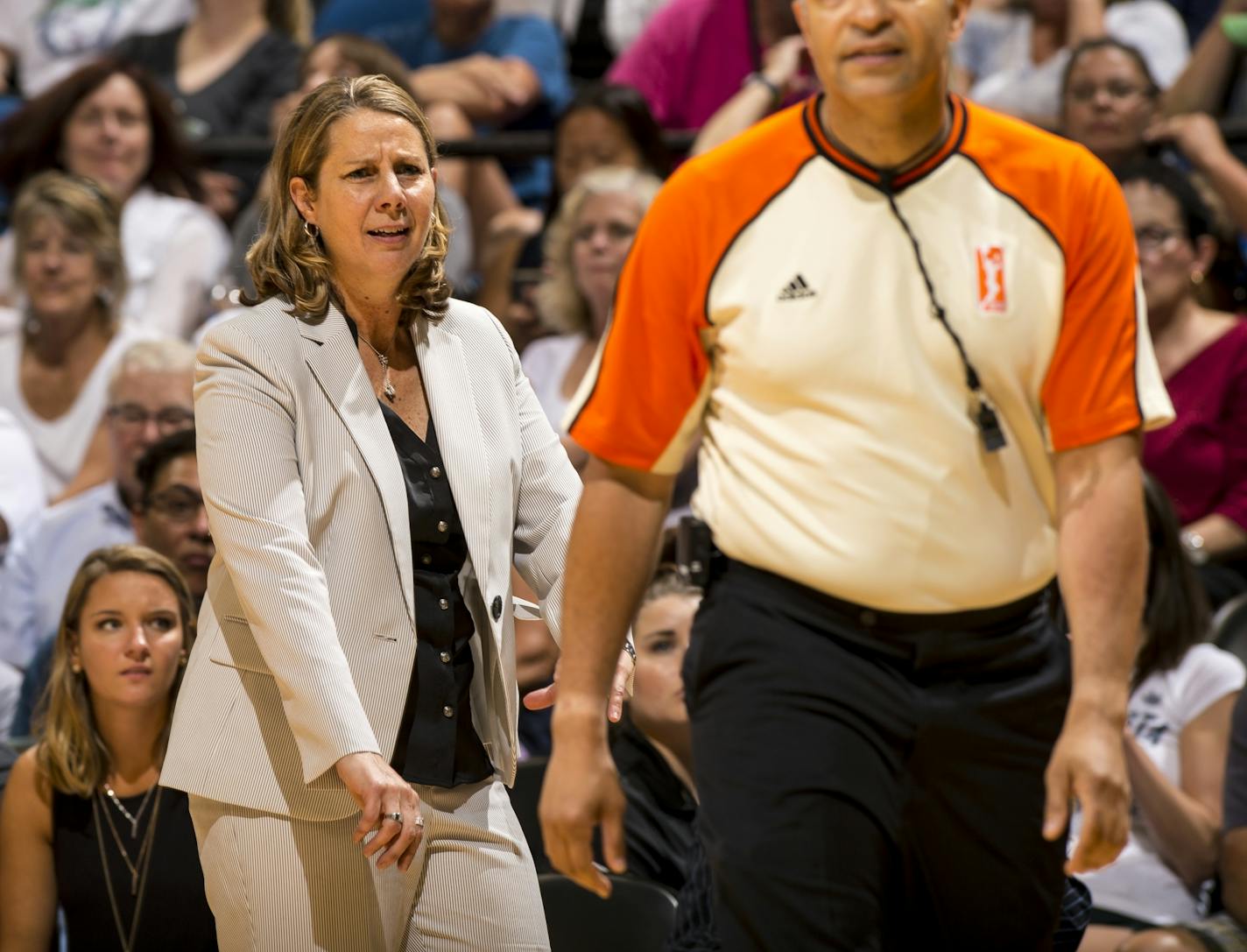 Minnesota Lynx head coach Cheryl Reeve argued with an official in June.