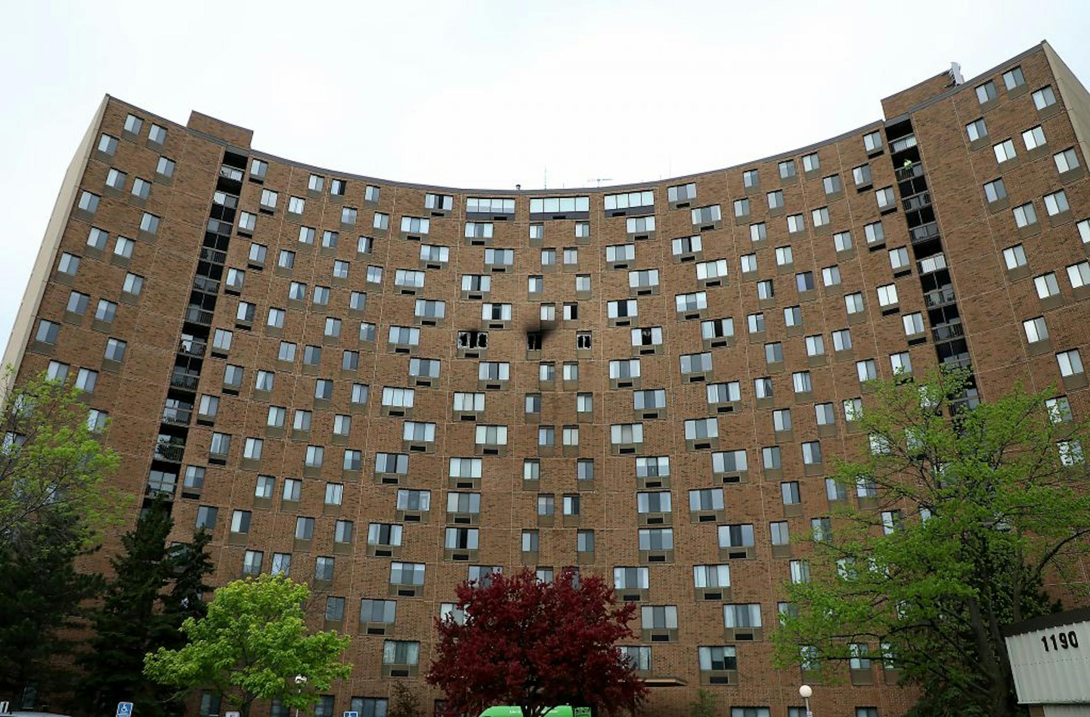 An overnight fire on the 11th floor of the high-rise Wilder Park Condominiums in St. Paul sent one person to the hospital and about 100 residents were evacuated while the fire was fought and seen Tuesday, May 19, 2020, St. Paul, MN. More than 60 personnel fought the fire in the 16 floor high-rise.