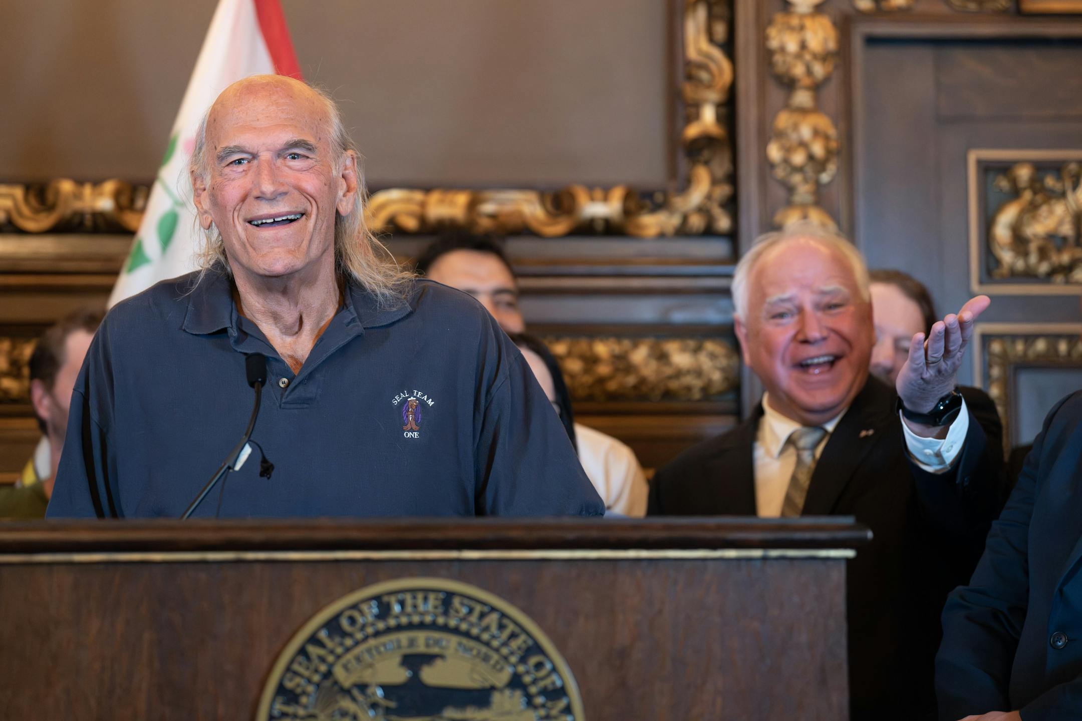 Former Gov. Jesse Ventura was on hand as Gov. Tim Walz legalized marijuana in Minnesota with the stroke of a pen on Tuesday. Tuesday, May 30, 2023 St. Paul, Minn. ] GLEN STUBBE • glen.stubbe@startribune.com