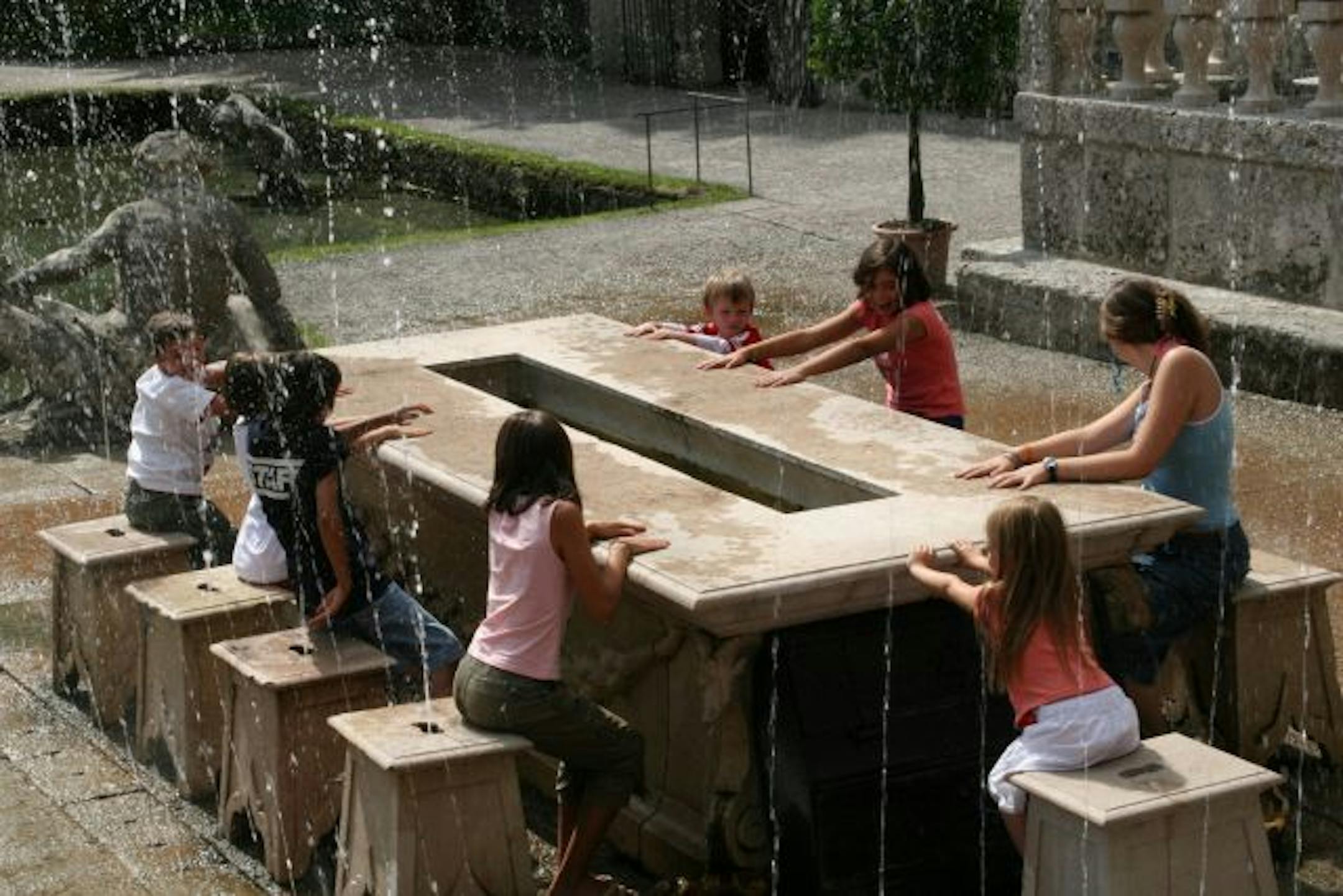 Just a little 17th Century fun: Prince Archbishop Markus Sittikus like to trick his Hellbrunn Palace guests by turning on the waterworks in the middle of dinner. The palace's mechanical fountains and grottos are one of Salzburg's tourist highlights. Photo: Elizabeth Larsen Special to the Star Tribune