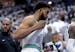The Timberwolves' Karl-Anthony Towns walks off the court at the end of Game 2 of the Western Conference finals. Towns finished with 15 points on 4-for
