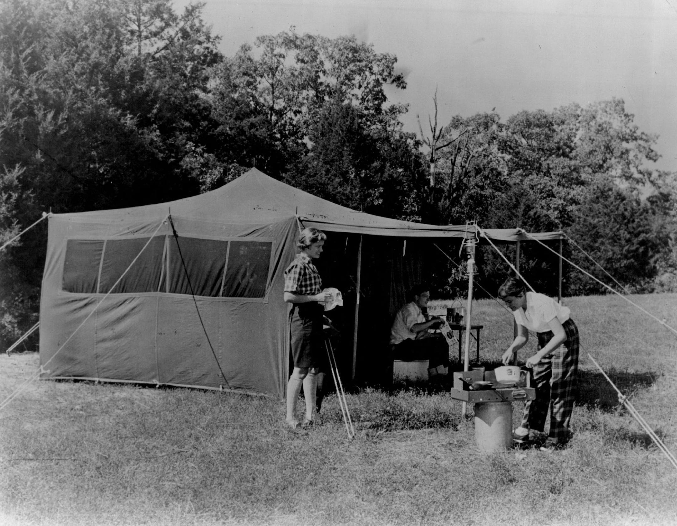 August 31, 1967 Camping At Itasca State Park - Volume triples in three years. The tents in the camp ground at Itasca State park this summer are almost as thick as the trees in the forest. To the non-camper, this hardly seems like getting away from it all for a peaceful wilderness - type vacation, but the enthu¬≠siasts with the tents keep pouring in. They like the sociability of the camp community, such conveniences as gro¬≠cery store, firewood sup¬≠ply and sho
