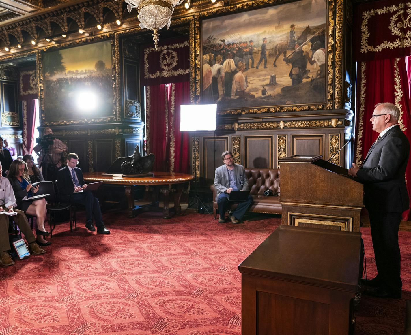 Gov. Tim Walz holds a press conference addressing the resignation of DHS Commissioner Tony Lourey. ] LEILA NAVIDI &#x2022; leila.navidi@startribune.com BACKGROUND INFORMATION: Gov. Tim Walz holds a press conference addressing the resignation of DHS Commissioner Tony Lourey at the State Capitol in St. Paul on Monday, July 15, 2019.