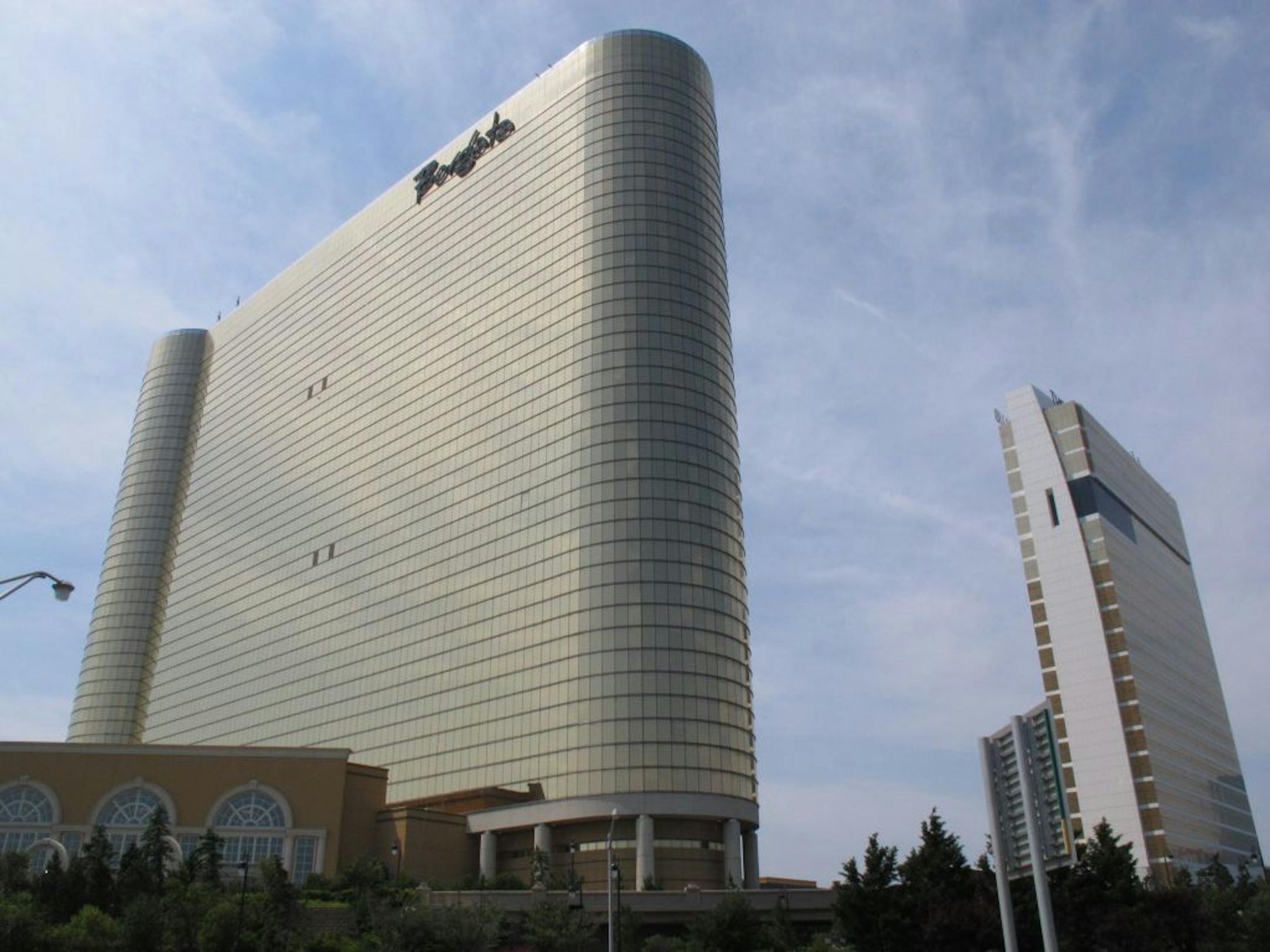 This June 26, 2013 file photo shows the Borgata Hotel Casino & Spa, left, and its sister property, The Water Club, right, in Atlantic City, N.J. Police say approximately $500,000 worth of jewelry has been stolen in a smash-and-grab at a store in the Borgata Hotel on Monday, July 1, 2013 amid the casino's 10th anniversary celebration.