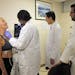 Angela McCaskill, Dr. Jeffrey Lin and Dr. Carlos Podesta examine patient Sally Mertens, 74, far left, at Mount Sinai Medical Center on Sept. 22, 2016 