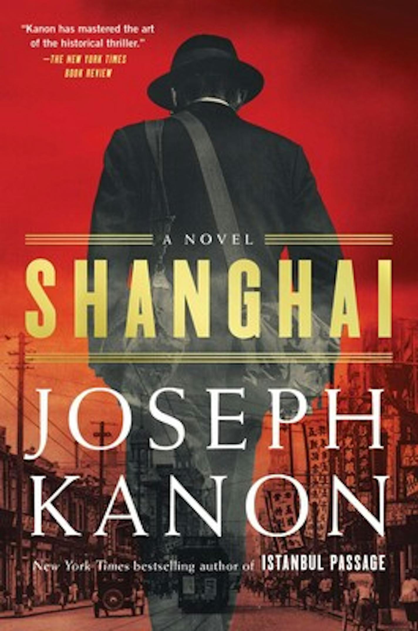 cover of Shanghai is an illustration of a man, his back to us, walking through Shanghai