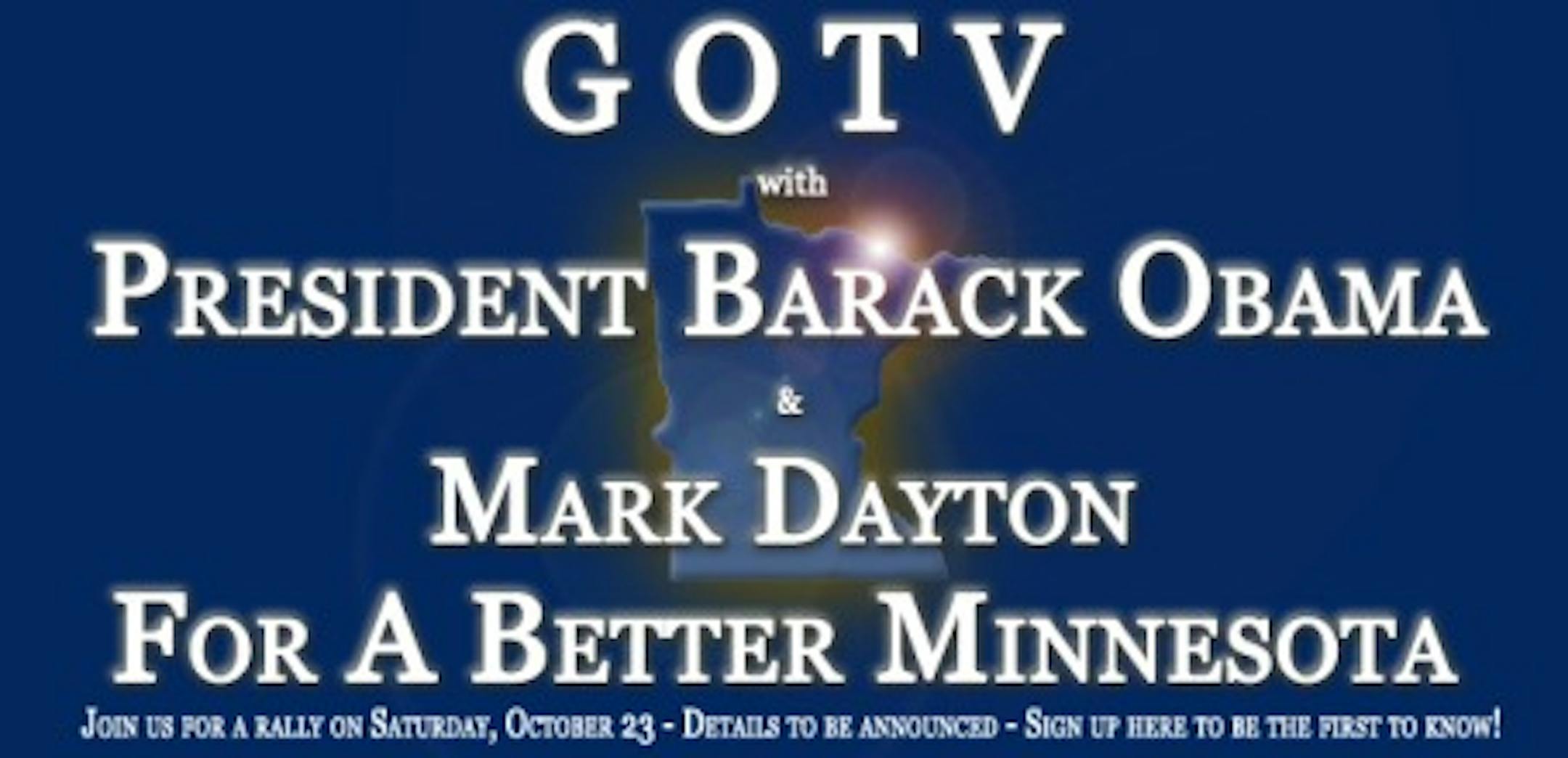 Obama will rally for Mark Dayton