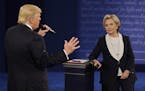 Donald Trump and Hillary Clinton, shown at the second presidential debate in October. A review of Russian hacking during the U.S. presidential campaig