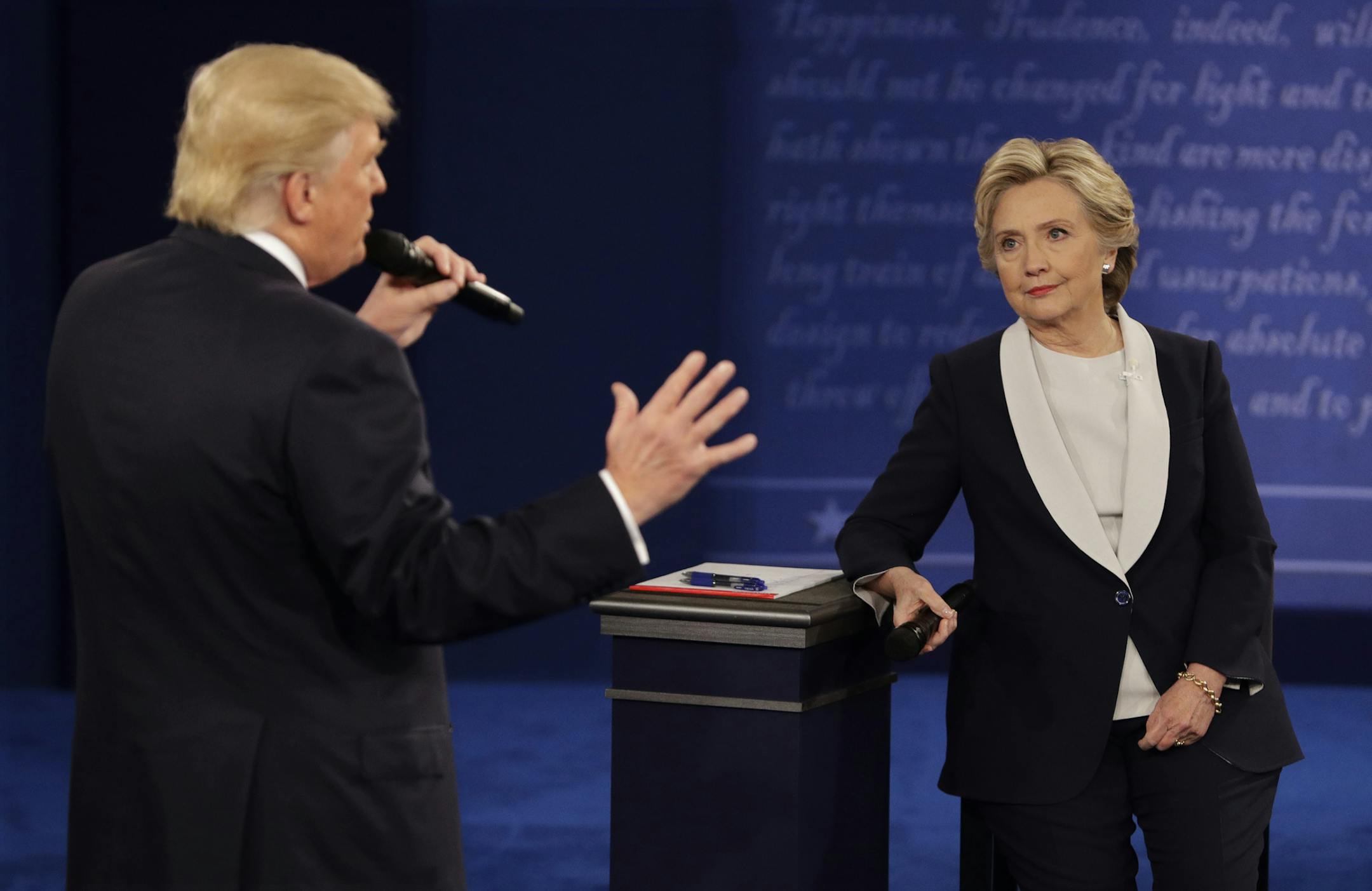 Donald Trump and Hillary Clinton, shown at the second presidential debate in October. A review of Russian hacking during the U.S. presidential campaign reveals a series of missed signals, slow responses and a continuing underestimation of the cyberattack.