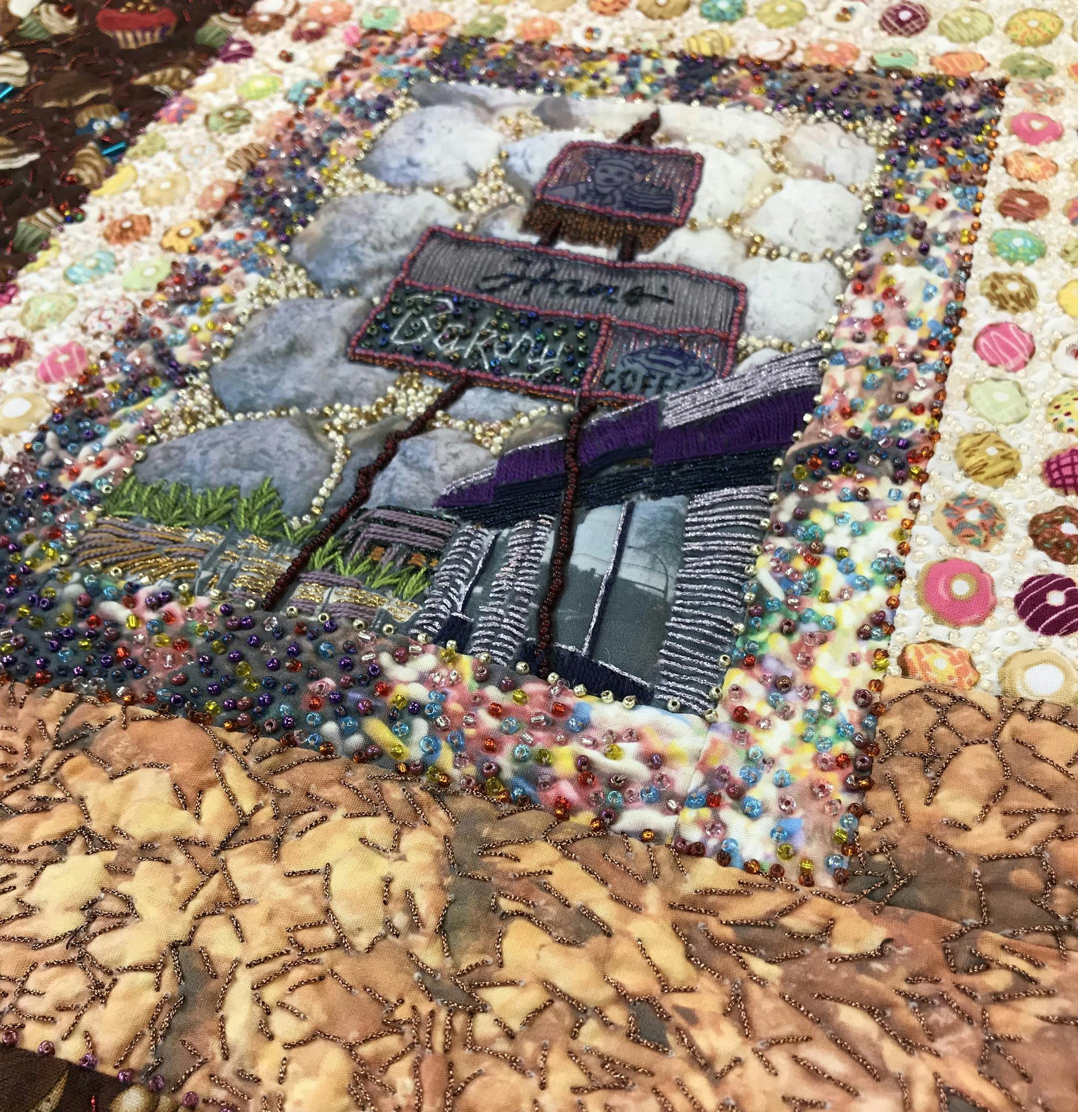 A piece of artwork by Jane Bassuk for the exhibition "Artists in the Kitchen" displayed at the Textile Center. Provided phot