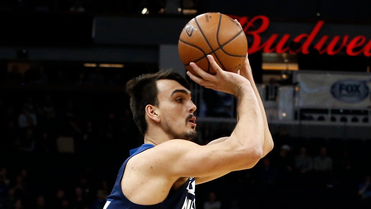 Minnesota Timberwolves' Dario Saric of Croatia plays against the Denver Nuggets in the first half of an NBA basketball game Wednesday, Nov. 21, 2018, in Minneapolis. (AP Photo/Jim Mone)