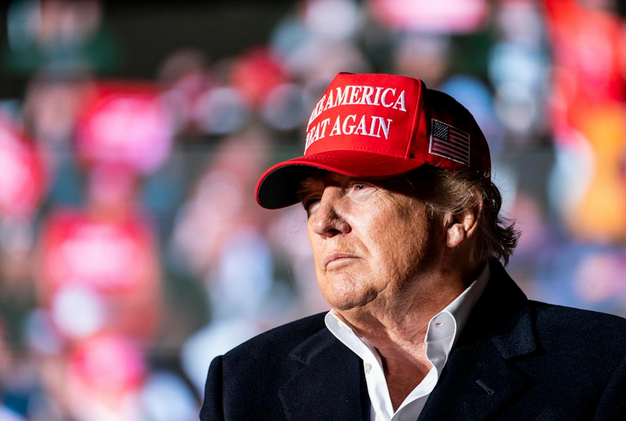 Former president Donald Trump speaks to supporters at a rally in Florence, Ariz., on Saturday. MUST CREDIT: Washington Post photo by Melina Mara