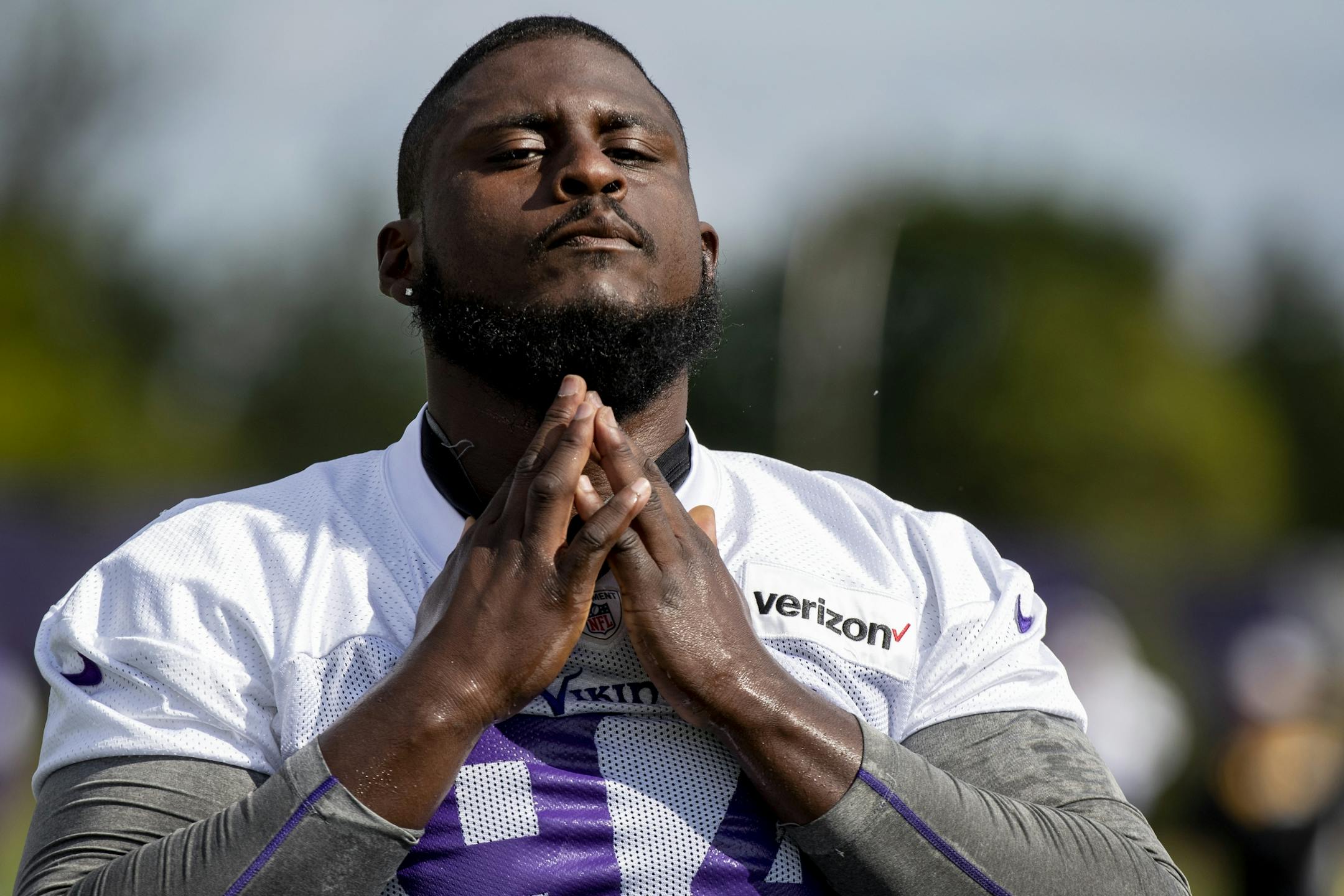 Minnesota Vikings Jaleel Johnson during the morning walk through practice.