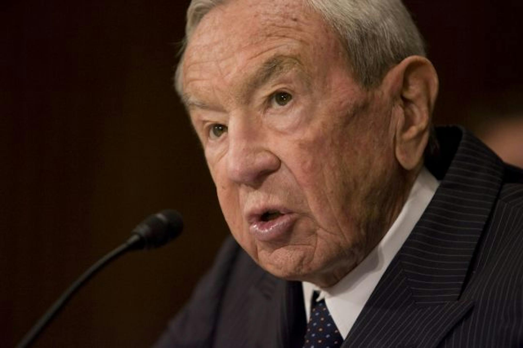 FILE - Former Secretary of State Warren Christopher pauses during a Senate Foreign Relations Committee hearing on war powers in the 21st century on in this April 28, 2009 file photo taken in Washington. Christopher died from complications of kidney and bladder cancer at his home in Los Angeles Friday March 18, 2011. He was 85.