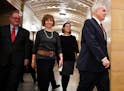 Governor Mark Dayton walked to a press conference where he announced that he had prostate cancer. He was followed by senior advisor Bob Hume, Lt. Gove